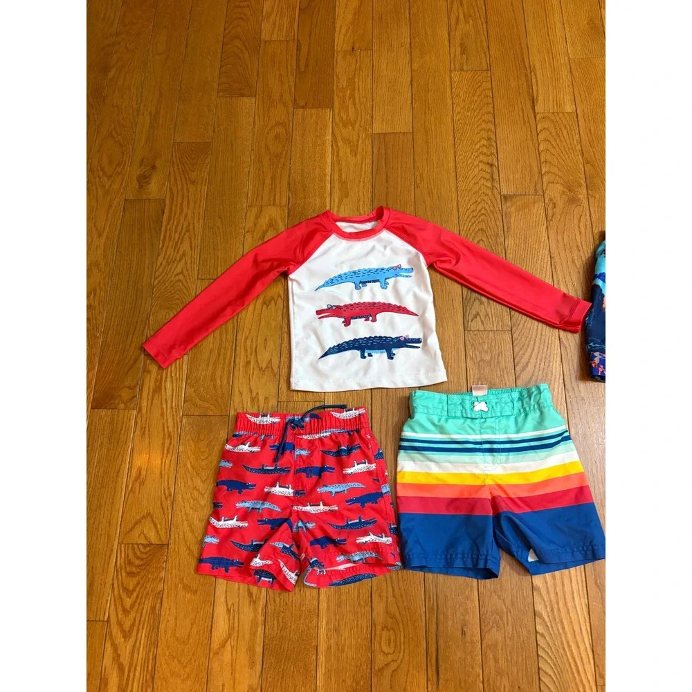 Boys Swimwear Bundle Wave Zone Old Navy Under Armour 2T 3T Rash Guard Trunks